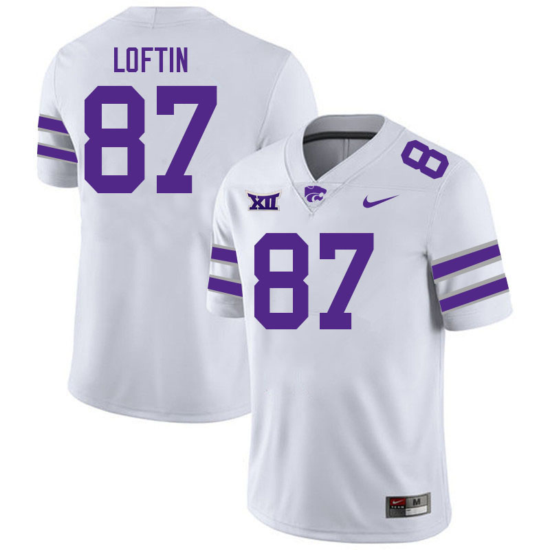 #87 Brayden Loftin Kansas State Wildcats Fotball Jerseys Stitched Sale-White